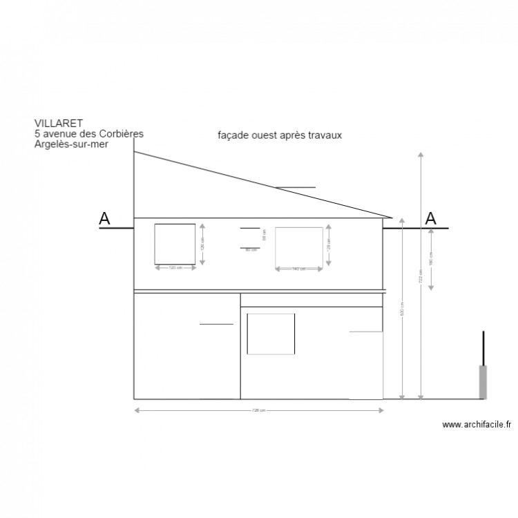 façade ouest après travaux. Plan de 0 pièce et 0 m2