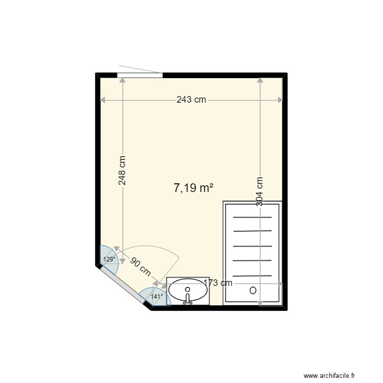 CHOUK CLAUDIA . Plan de 1 pièce et 7 m2