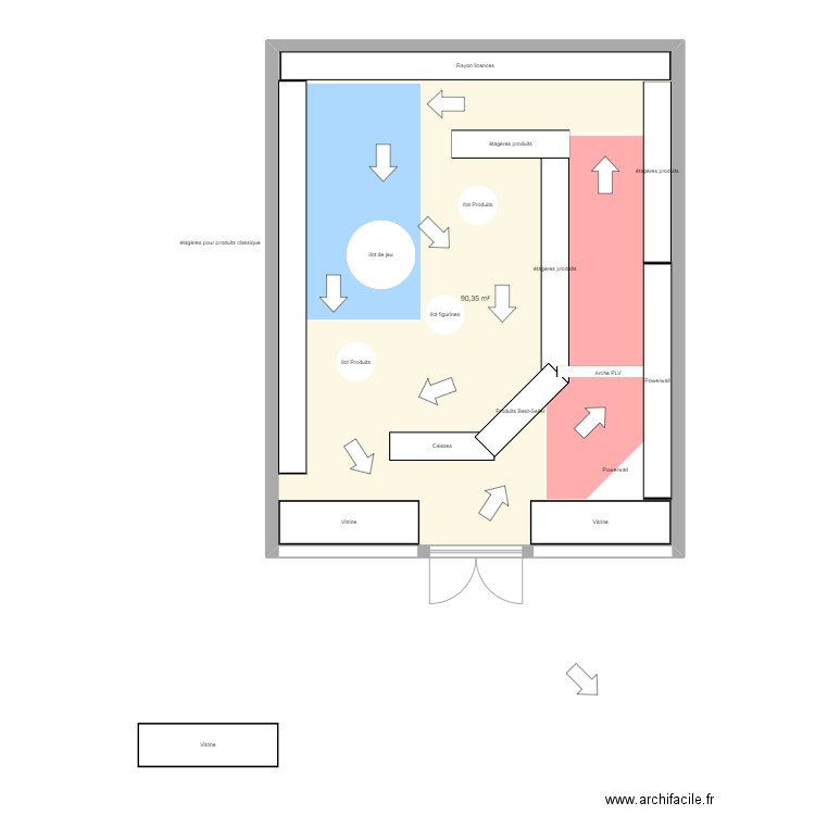 plan magasin. Plan de 1 pièce et 90 m2