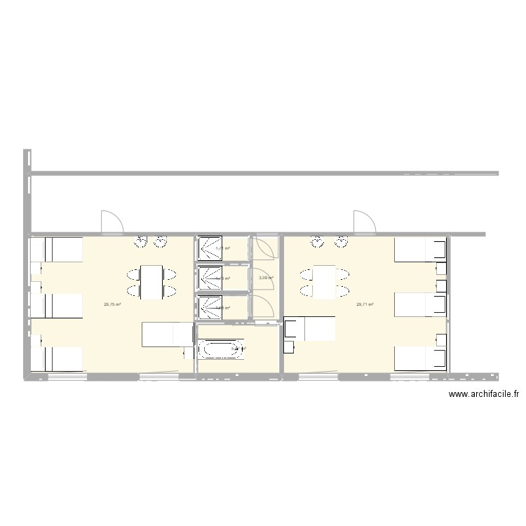 SDB TEMPO    PROJET 4. Plan de 7 pièces et 73 m2