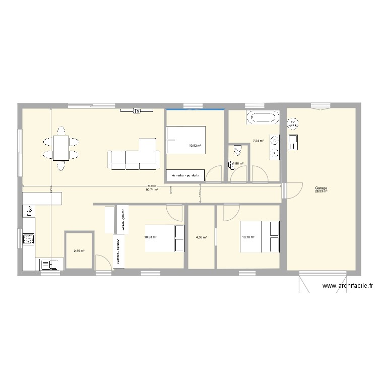 Maison 107m2 . Plan de 9 pièces et 183 m2