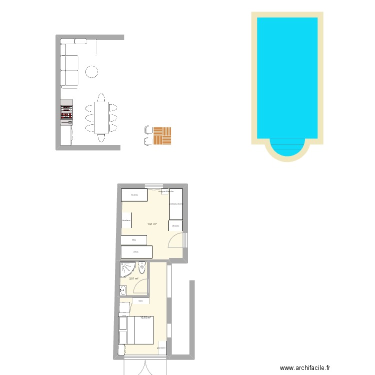 buanderie. Plan de 0 pièce et 0 m2