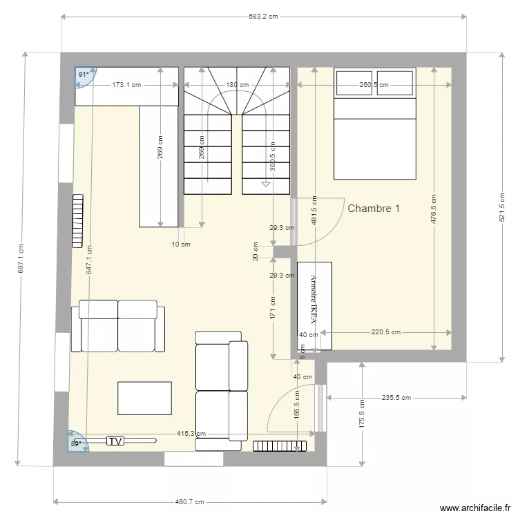 Maison cachan RDC. Plan de 