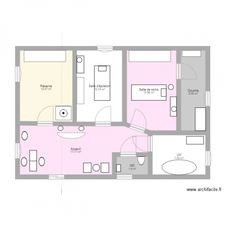 Institut de beauté. Plan de 0 pièce et 0 m2