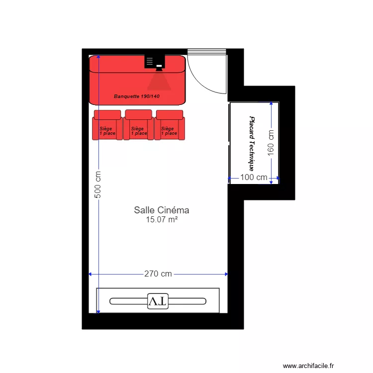 SALLE CINEMA VERSION 2. Plan de 