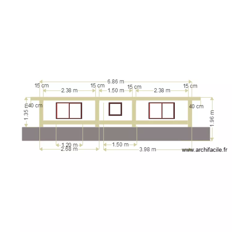 facade chien. Plan de 