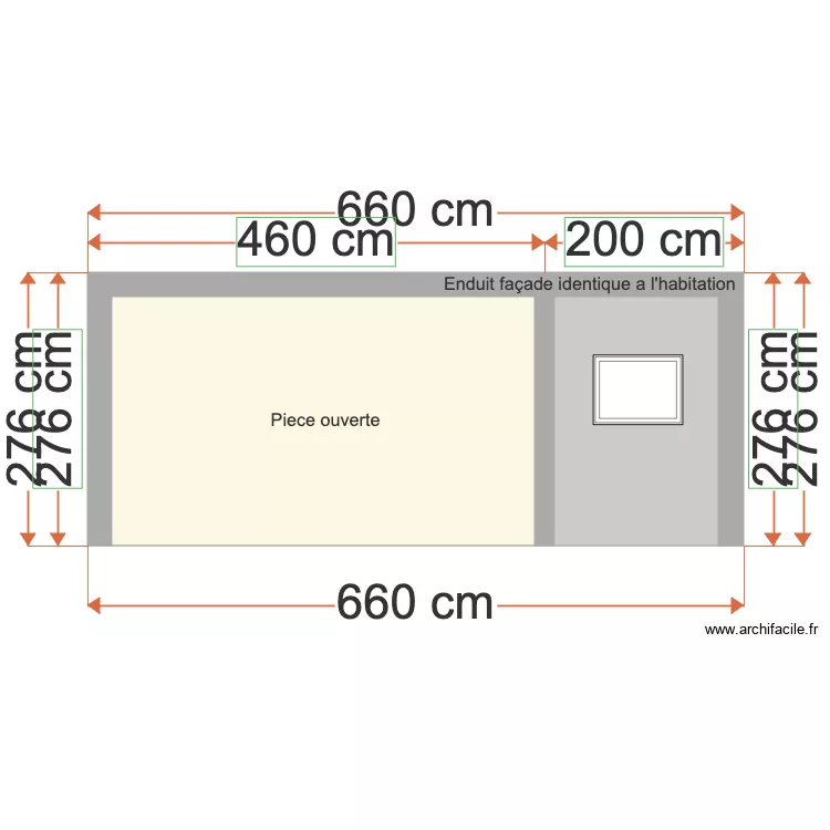 Facade Ouest abri de jardin. Plan de 