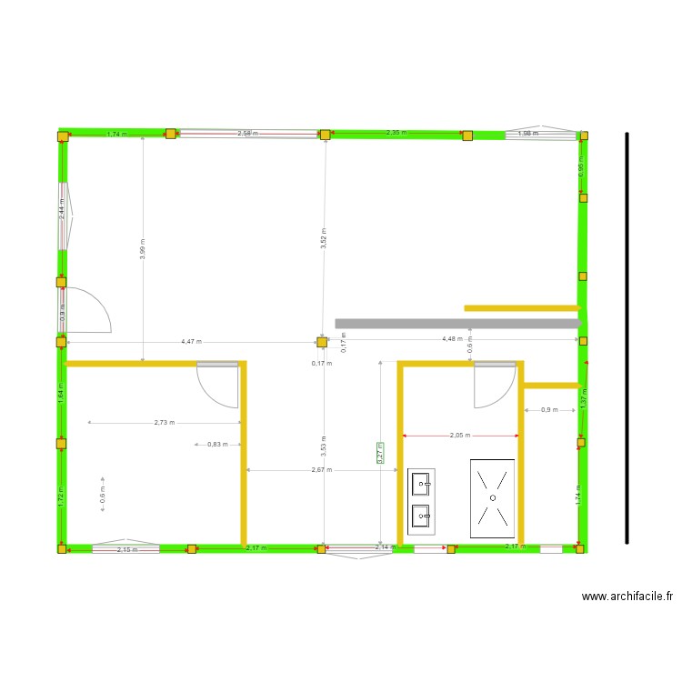 Chambre pilier. Plan de 0 pièce et 0 m2