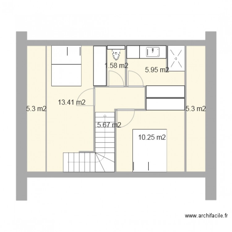 2 Chambres. Plan de 0 pièce et 0 m2