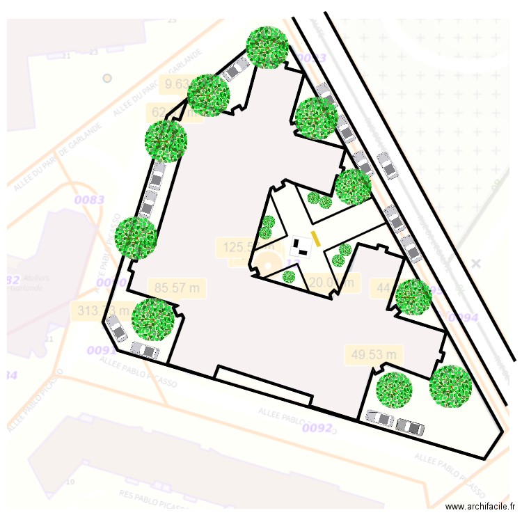 BAGNEUX PLAN MASSE. Plan de 5 pièces et 409 m2