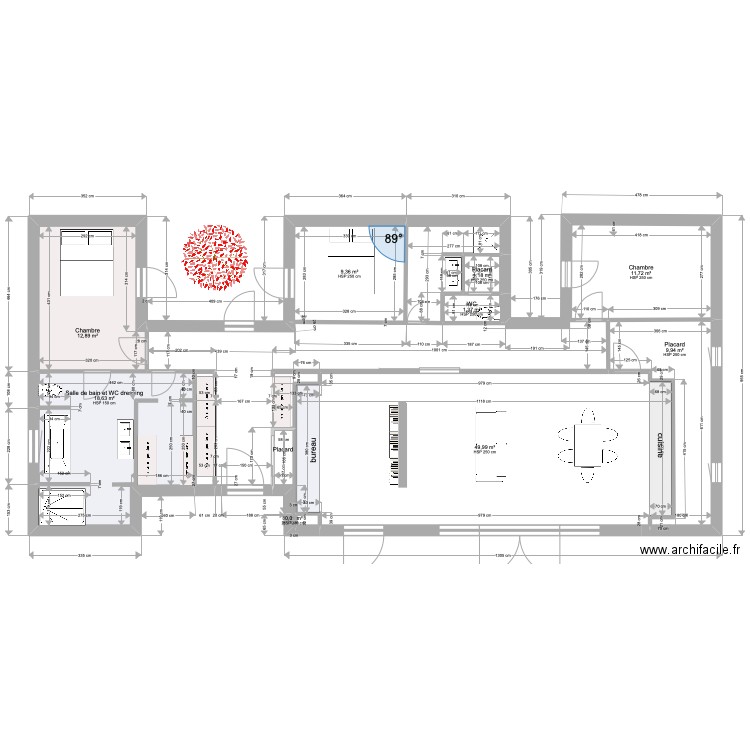 PLAN7juillet DEUX courette-juillet-NORD-WC avec  PASSAGE -139m2. Plan de 11 pièces et 116 m2