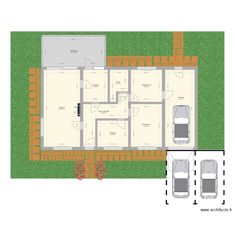maison de plein pied. Plan de 0 pièce et 0 m2