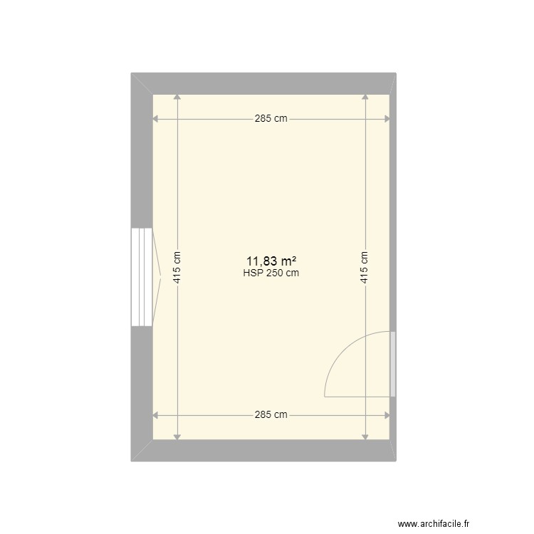 Chambre Wissam. Plan de 1 pièce et 12 m2