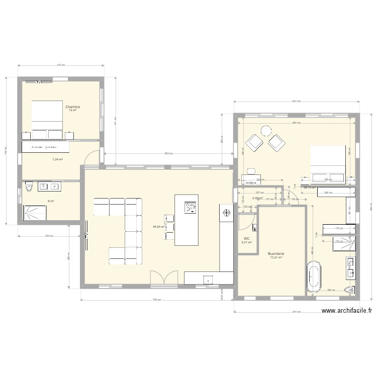 La retraite 1. Plan de 8 pièces et 124 m2