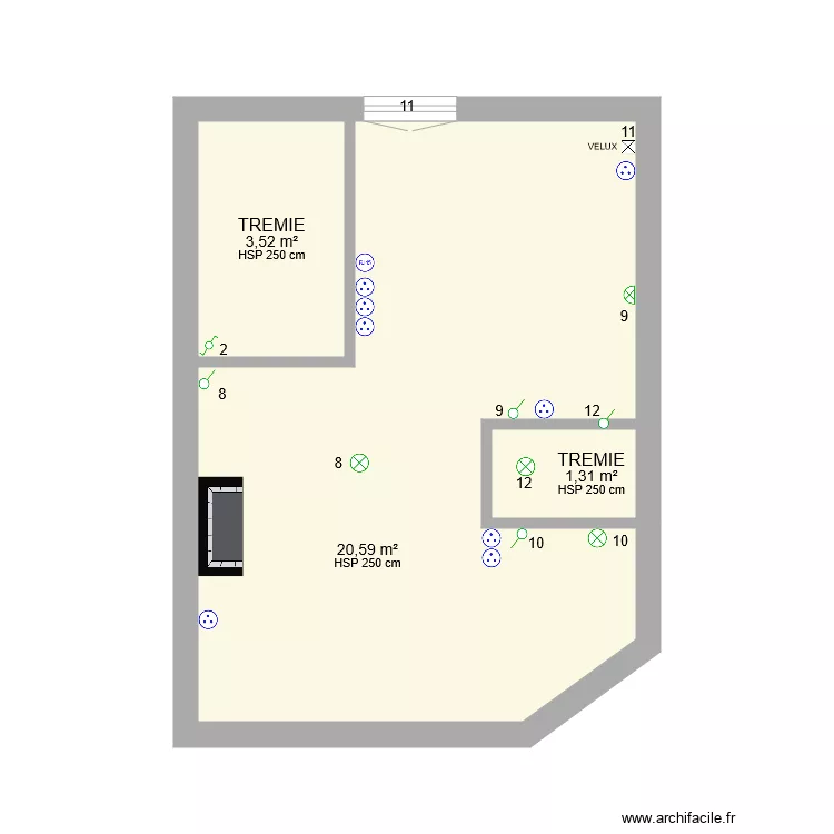 CHAMBRE AMIS ELECTRICITE. Plan de 
