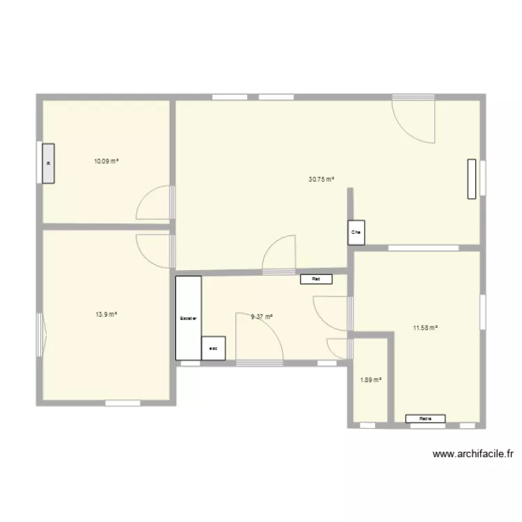 RDC avec dimensions pi&egrave;ces. Plan de 