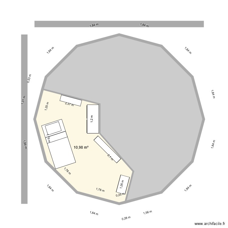 yourte 3. Plan de 5 pièces et 71 m2