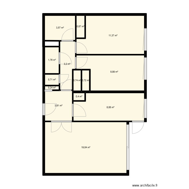 JENNY. Plan de 14 pièces et 66 m2