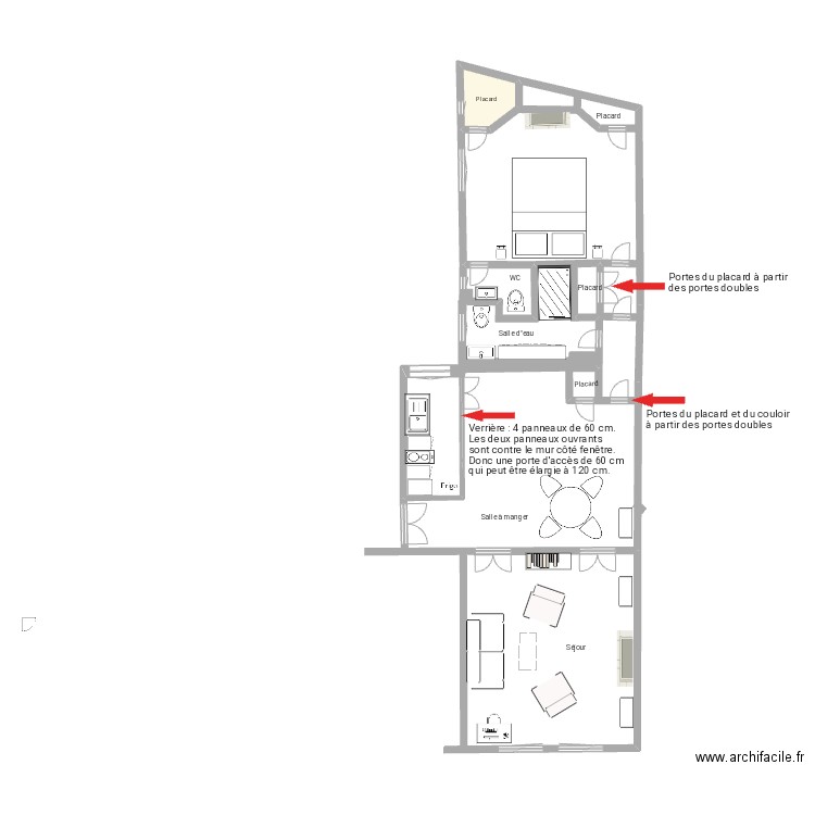 Plan Projet 30 Chomel. Plan de 1 pièce et 5 m2