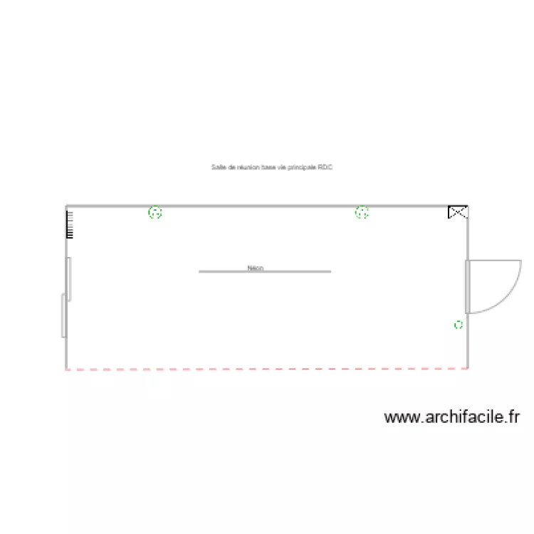 Salle de r&eacute;union base vie principale RDC. Plan de 