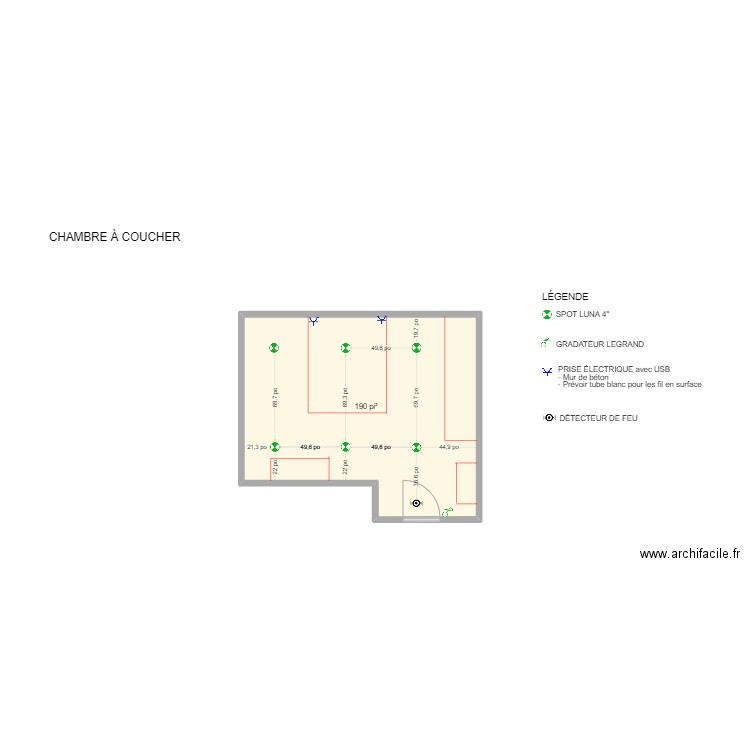 4310-CHAMBRE. Plan de 1 pièce et 18 m2