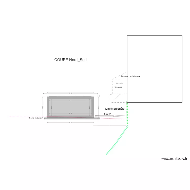 coupe. Plan de 
