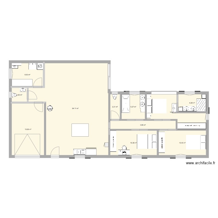 maison plein pied. Plan de 0 pièce et 0 m2