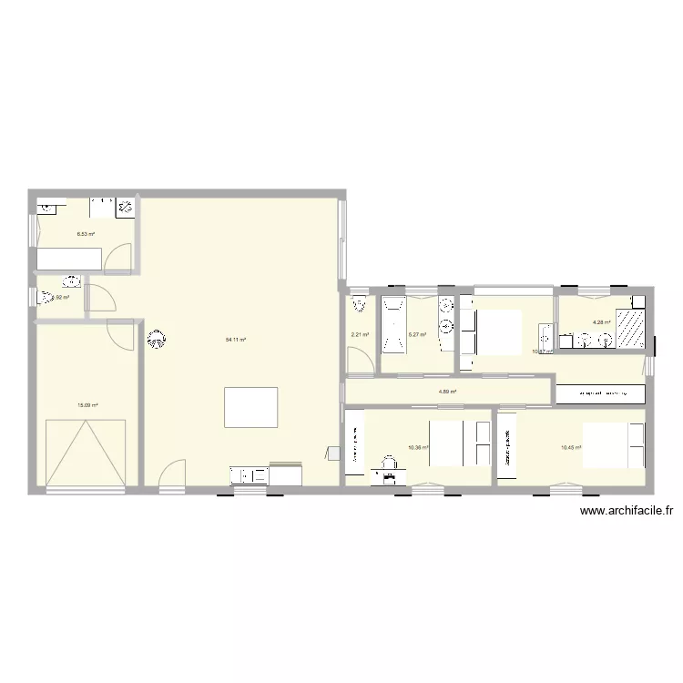 maison plein pied. Plan de 