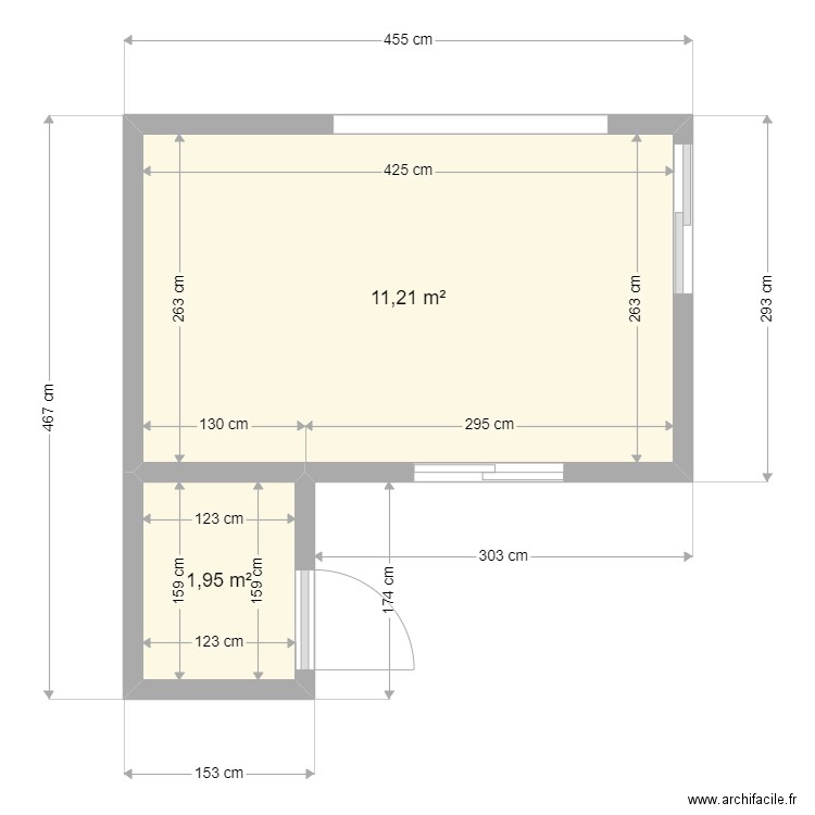 Extension maison Bondy. Plan de 2 pièces et 13 m2