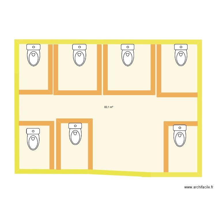 projet toilettes publics . Plan de 1 pièce et 83 m2