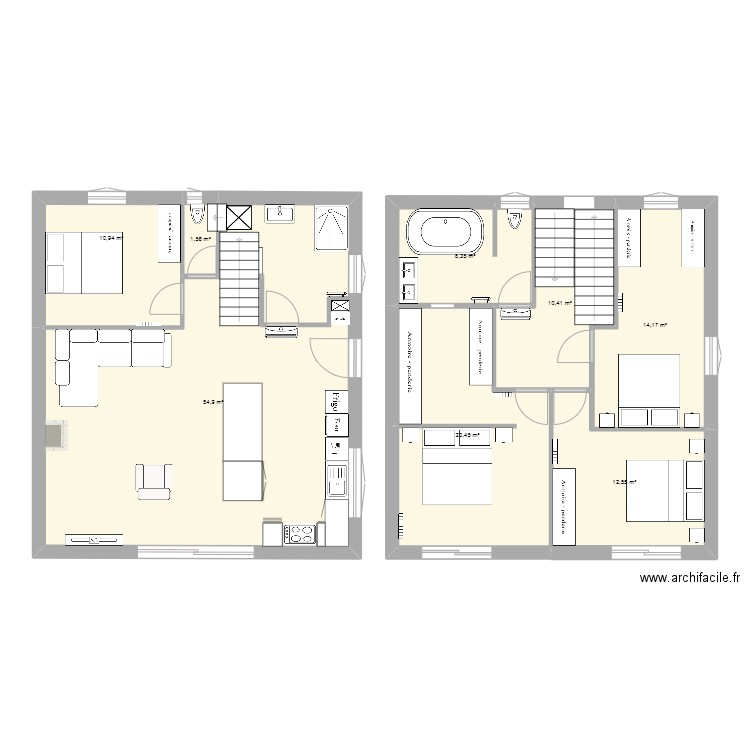 123. Plan de 8 pièces et 133 m2