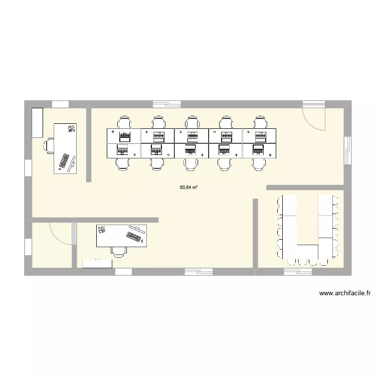 Salle informatique avec serveur. Plan de 