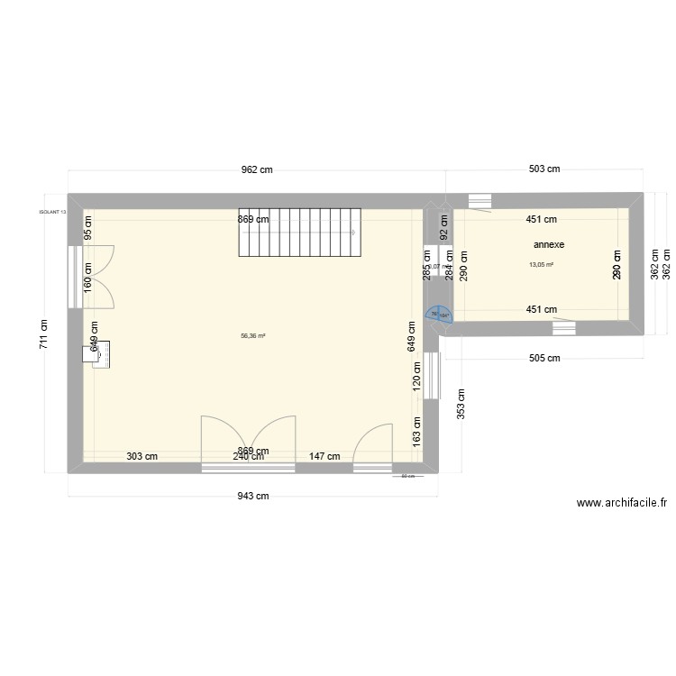 plan cabanon. Plan de 3 pièces et 69 m2