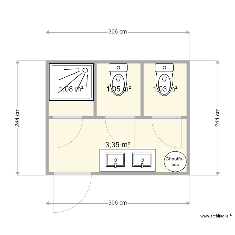 sanitaire 245x 300  ACS1211S. Plan de 0 pièce et 0 m2