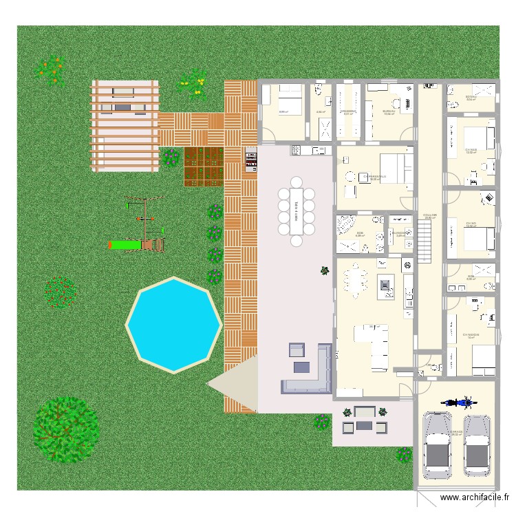 home sweet home. Plan de 16 pièces et 198 m2