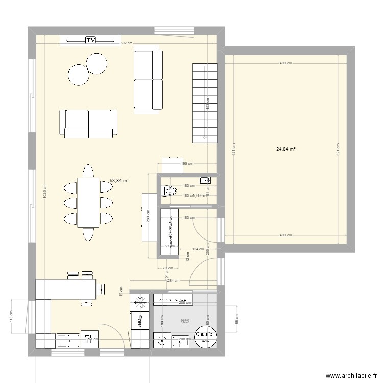 Chaponost cuisine Est. Plan de 4 pièces et 84 m2