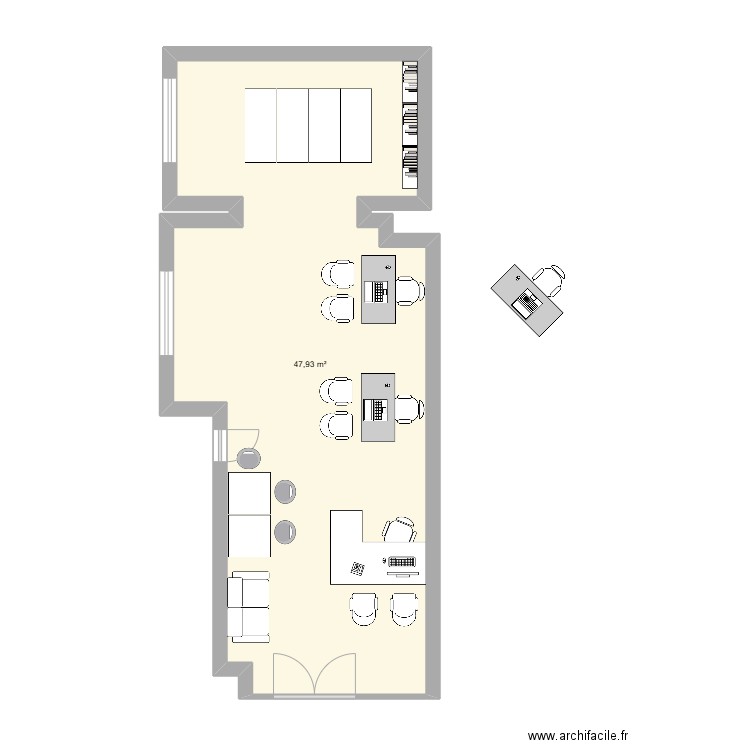 CDC IMMO. Plan de 1 pièce et 48 m2