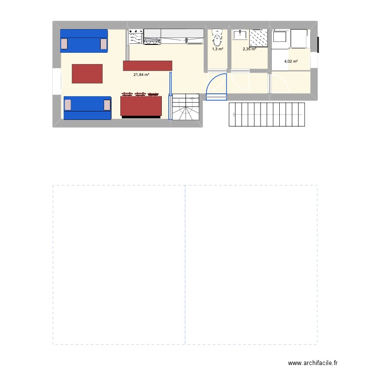 Plancrous1. Plan de 4 pièces et 30 m2