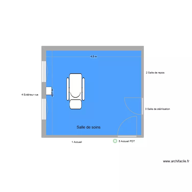 31107 Salle de soins. Plan de 1  et 18 m²