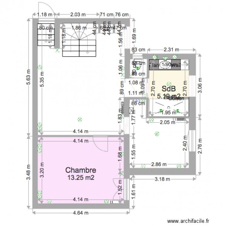 Salle de bains et Dressing. Plan de 0 pièce et 0 m2