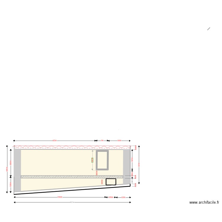 porte. Plan de 3 pièces et 27 m2