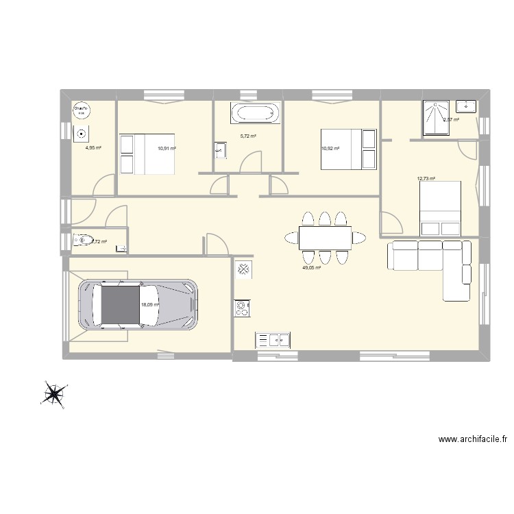 maison calou381. Plan de 9 pièces et 117 m2