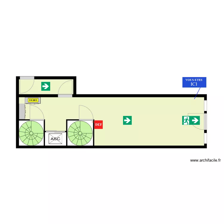 Cap timone RDC hall. Plan de 