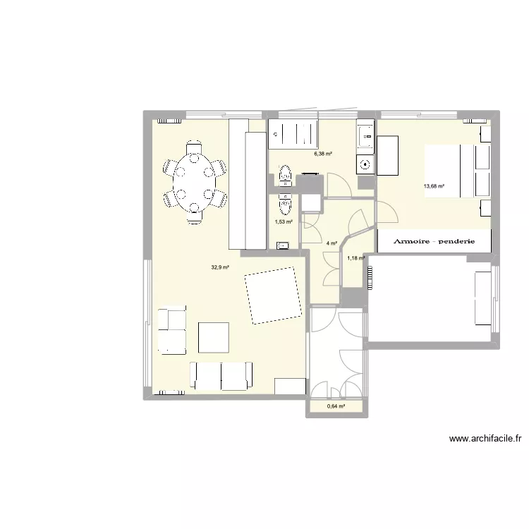 SdB avec meubles v3. Plan de SdB avec meubles v3. Plan de