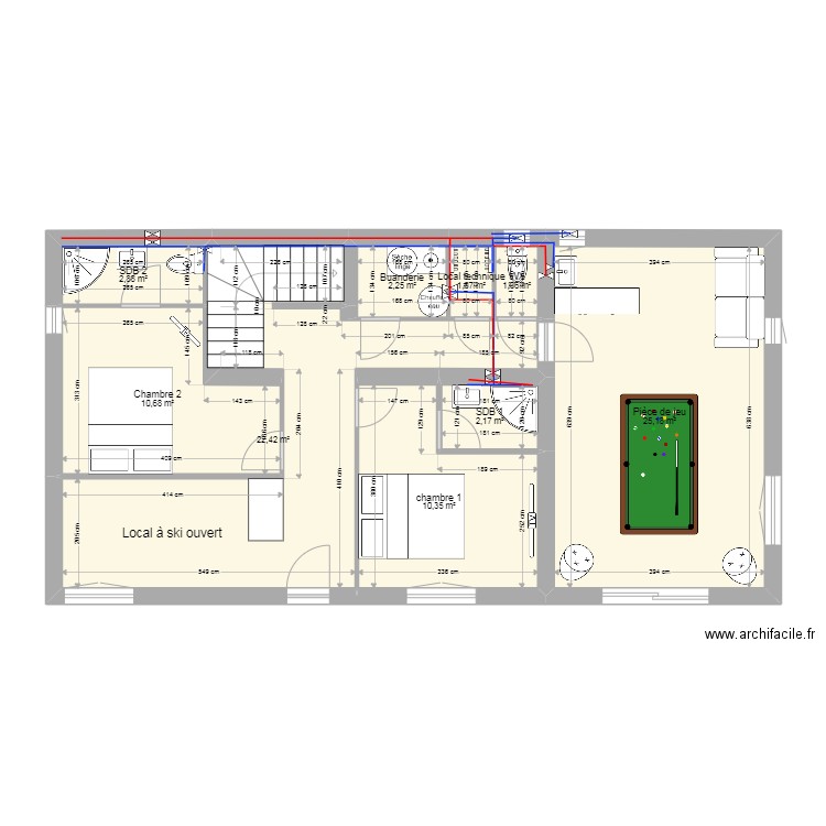 Chalet projet 2 appartement 1 + plomberie. Plan de 9 pièces et 78 m2