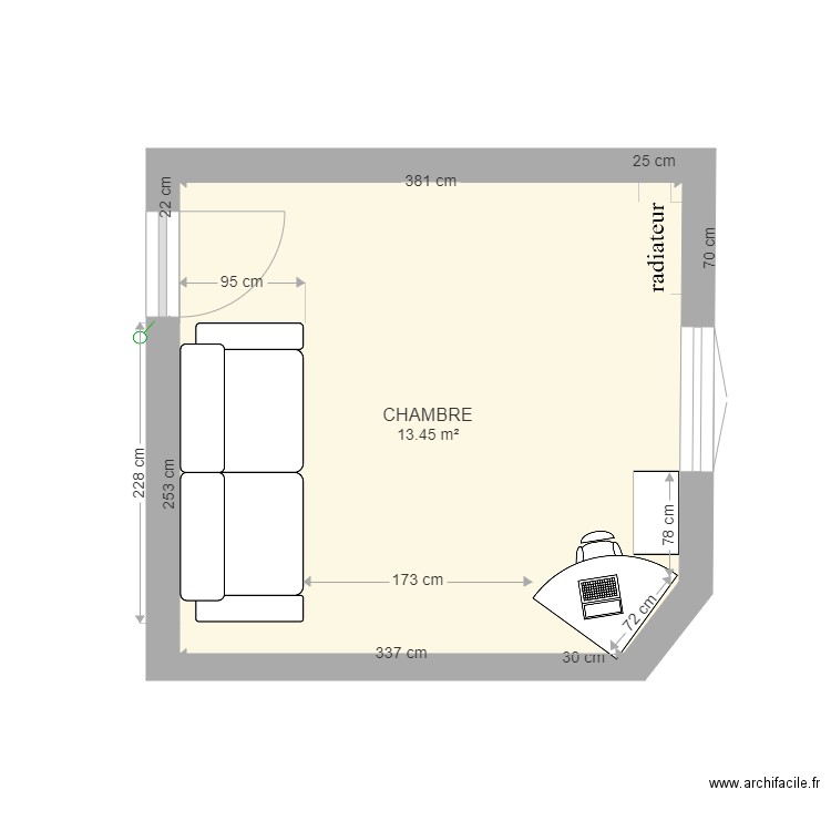 chambre 1 avec canapé lit version 8 1020. Plan de 0 pièce et 0 m2