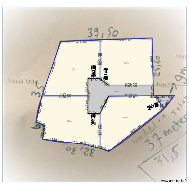 Plan parcelles et chemin accès 210m2. Plan de 0 pièce et 0 m2