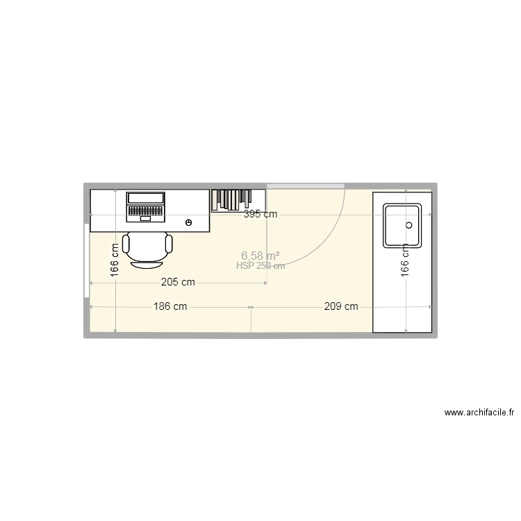 POSTE IDE. Plan de 1 pièce et 7 m2