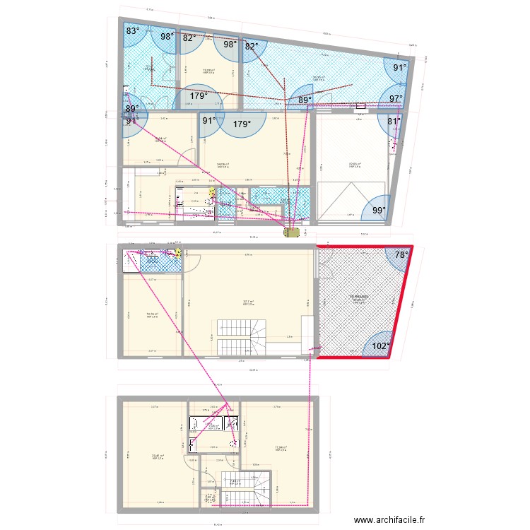 auray RDC, R+1 R+2 le 28-06-23 réseaux d'évacuations. Plan de 0 pièce et 0 m2