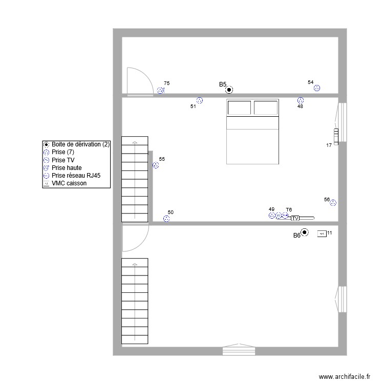 channel log 2Etage pc. Plan de 4 pièces et 61 m2